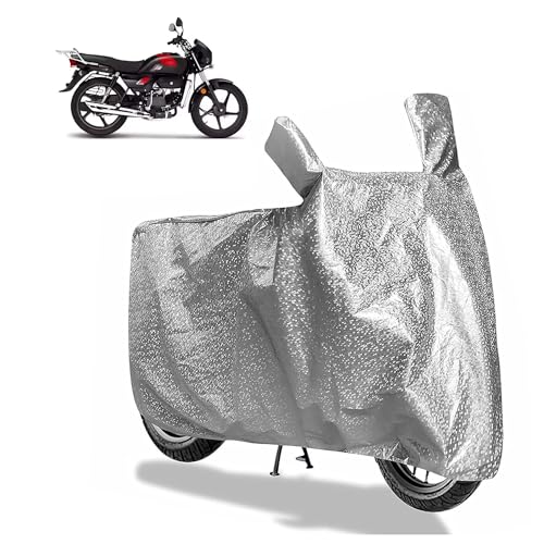 Image of Sulfar Bike Cover for Hero MotoCorp Splendor Plus Xtec (125cc Bluetooth) | Waterproof, Dustproof & UV Protected | All Weather Two Wheeler Cover (Silver) New 2026 Variants