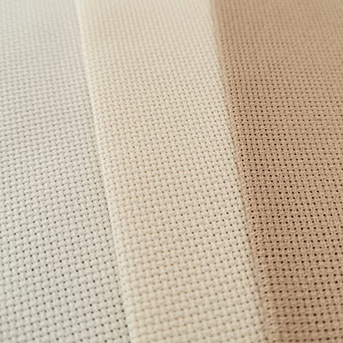 Image of KCS 3 pc of 12 inch x 18 inch 18CT Counted Cotton Aida Cloth Cross Stitch Fabric (Antique White +Cream+Khaki)