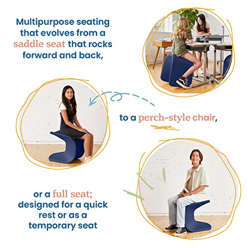 Image of ECR4Kids Wave Seat, 18in - 19.6in Seat Height, Perch Stool, Navy