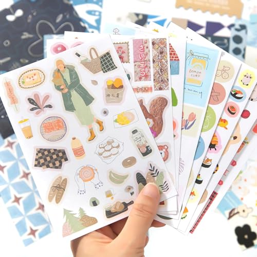 Image of VIBE VISTA Vintage Aesthetic Scrapbook Kit, 346 Pcs, A6 Grid Notebook, Washi, Envelopes, Scrapbook Papers, Folding Labels, Background Papers, Photo Frames, Calendar Stickers, Stickers (Daily Bloom)