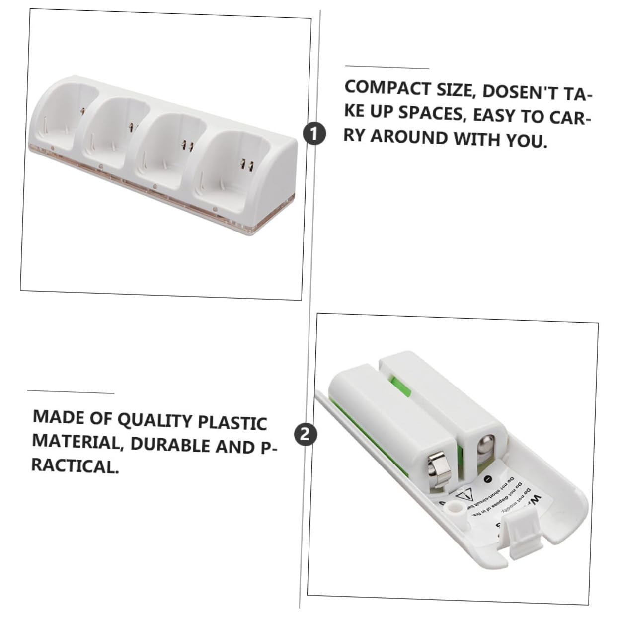Chargeur de Batterie Blanc à 4 Emplacements, 1 Set