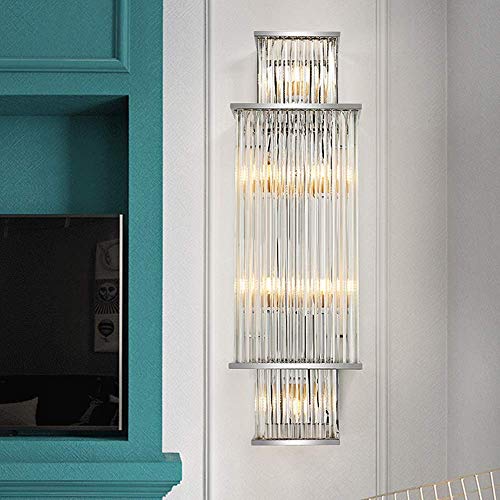 Grande applique rectangulaire en cristal argenté au design minimaliste haut de gamme