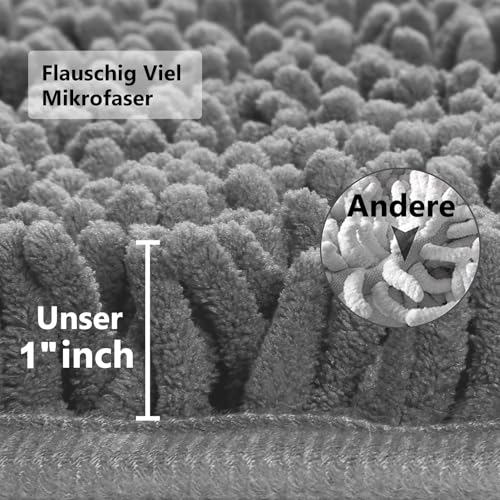 UHOUSEST Badematte rutschfest, Weicher Badezimmerteppich-Wasserabsorbierend Badematte, Maschinenwaschbar Badvorleger, für Badewanne und Toilette-Hellgrau 3 Stück – Bild 6