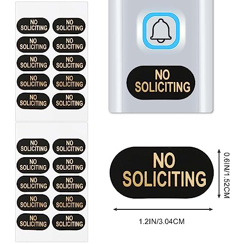 20St No Soliciting Schild Aufkleber, 3,05 x 1,5cm Wasserfest No Soliciting Aufkleber Wetterfest No Soliciting Schild für Haus Büro (Schwarz, Golden)
