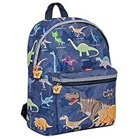 PERLETTI Kids Backpack with Dinosaurs Print - Rucksack for Boys Adjustable Straps Kindergarten Travel Leisure Large Capacity - School Bag for Boy Toddler Blue Front Pocket - 38x26x16cm (Dinosaur)