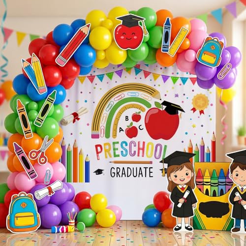 Fondo fotográfico graduación preescolar 7x5ft blanco miniatura 2