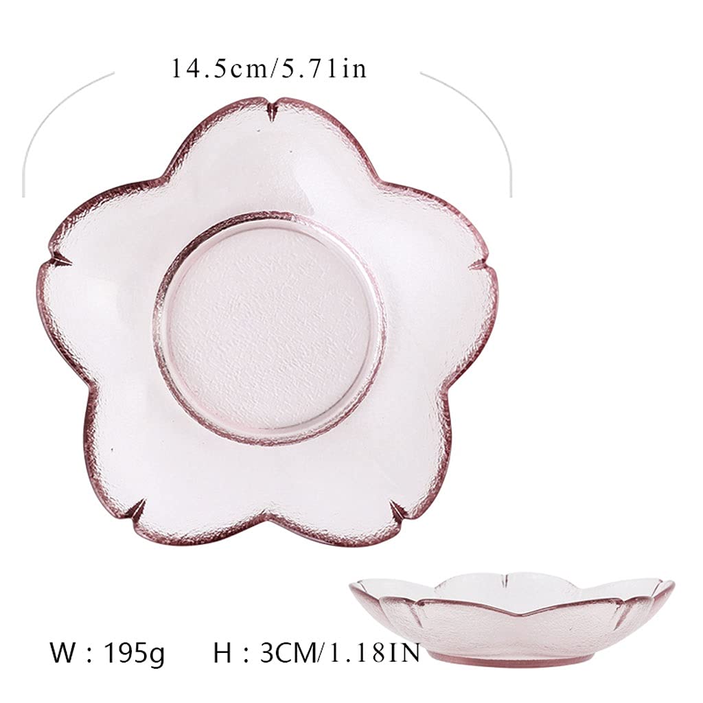 Soßenschale, Soßenschale, Sakura-förmiges rosa Glas, Gewürzschalen, Sojasoßenschale, Obstschalen, Salatschüsseln und Vorspeisenteller, Dipschalen (L)