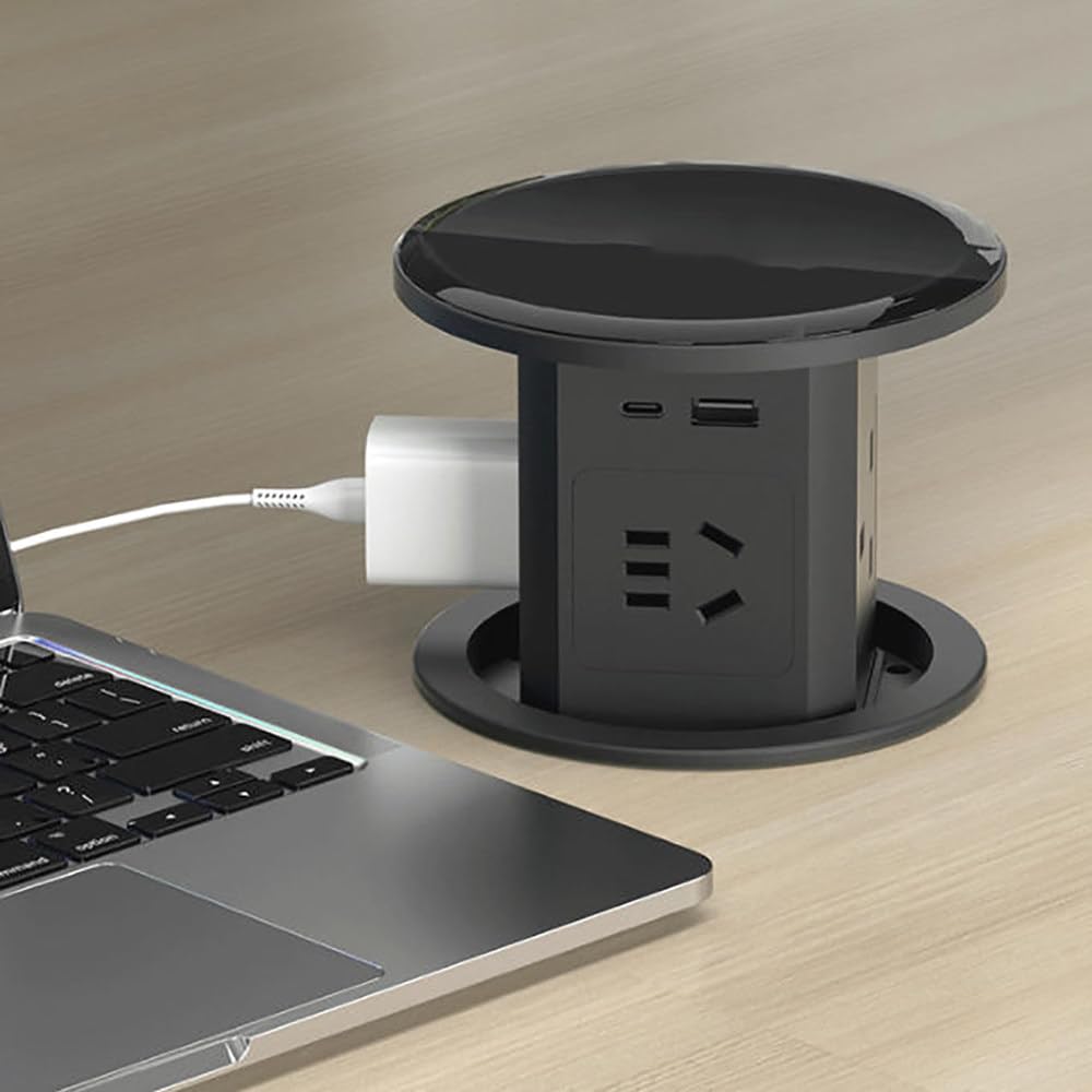 Wysuwane Gniazdo Oszczędzające Miejsce,Z 4 Gniazdami Zabezpieczonymi Przed Otwarciem,Porty Usb-C+Usb-A,Inteligentne Podnoszenie,Ukryta Konstrukcja,Bryzgoszczelne Wysuwane Gniazdo,Do Domu/Biura B