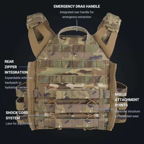 Image of UniPro VE-99 Tactical Vest, Lightweight Modular Plate Carrier with Quick-Release System, 500D Nylon, MOLLE Compatible