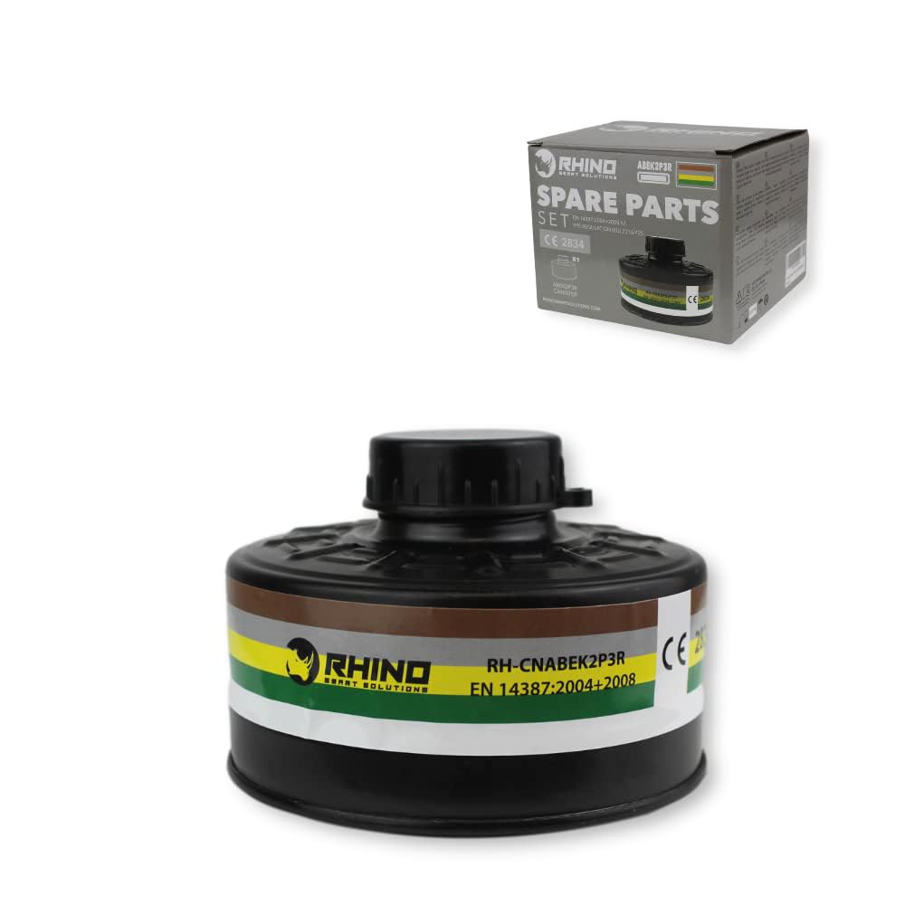 RHINO Smart Solutions Wkład z gwintem RD40 Filtr z węglem aktywnym ABEK2P3R do masek pełnych dróg oddechowych typu RH-7011 i innych