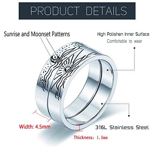Sunflower Jewellery Moon & Sun Ring - Couples' Crescent Moon & Star Coupling Ring, Gift Set3