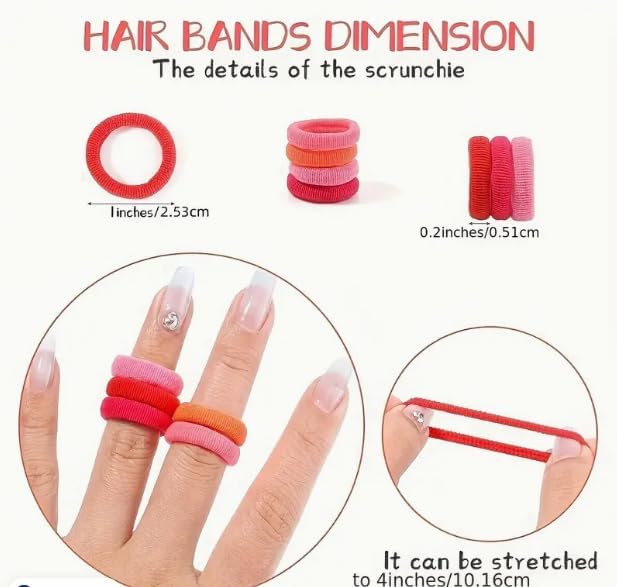 CHOTALIYA 100Pcs Soft Hair Rubber Bands Hair Ties Ponytail Holders For Kids Babies Girls 2