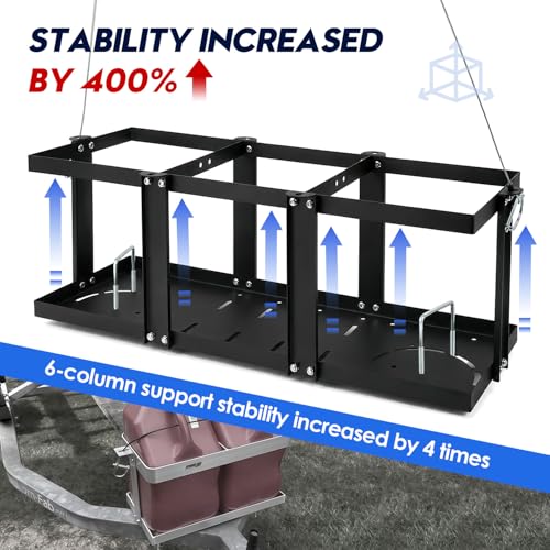 Image of Gas Can Holder for Trailer, Fuel Jug Holder, with 6 Fixed Columns and Locking Straps, Fit for Holding three 5 to 5.5 Gallon Gas Cans(Compatible with VP Racing 5.5 Gallon Fuel Cans) (Triple oil drum support)