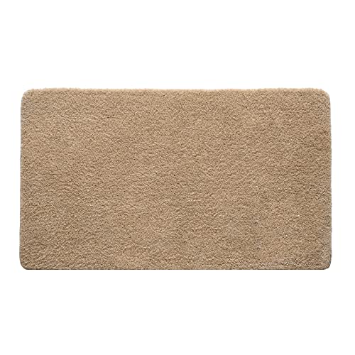 MIULEE 1 x Rectangular Bath Mat for Shower Non-Slip Soft Comfortable Tabis Absorbent Soft Microfibre Toilet Bath Mat 70 x 120 cm Beige