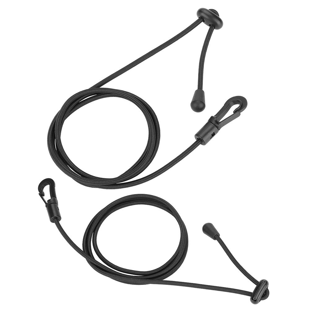 Kayak Paddle Leash, Paddle Leash 2PCS 120cm Black Rubber String Elastic Boating Kayak Paddle Safety Rod Leash with Cord Hook Kayak Bungee Cord for Paddling