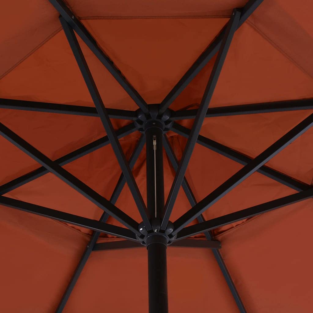 Sombrilla de Jardín con Estructura de Aluminio y Toldo UV, Base Portátil Desmontable y Estable para Exteriores, Fácil Apertura con Perilla, Incluye 8 Varillas Resistentes