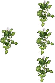 4 Peças Plantas De Simulação De Rastreador Plantas De Répteis Para Animais De Estimação Tanque De Terrário Plantas De Dragão Barbudo Plantas De Tanque De Peixes Folhas De Plástico Ipetboom