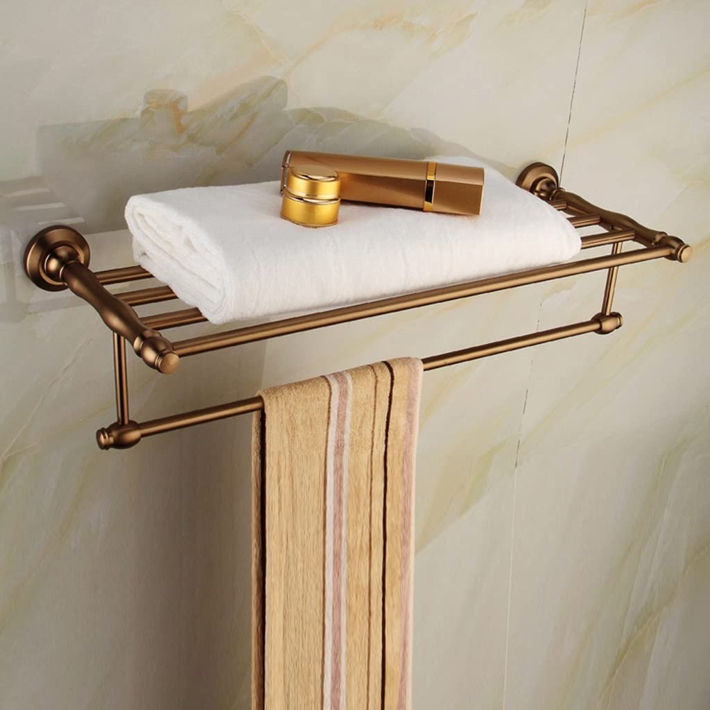 asdchZen Towel Rail Towel Rails Towel Racks, Bathroom Towel Rack Wall Mounted Towel Holder,Style Towel Rack,Space Aluminum Retro Copper Bathroom Rack,Bathroom Hardware