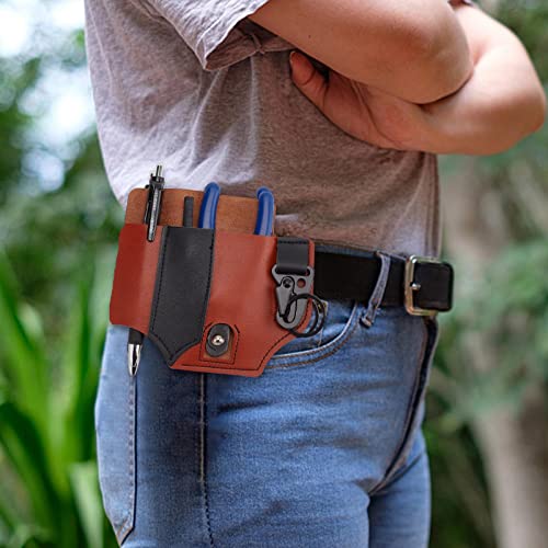 Image of GORGECRAFT Leather EDC Pocket Organizer for Men Leatherman Pen Holder Sheath Key Fob Flashlight Sheath Holster EDC Leather Pouch Multitool Sheath for Belt（Black）