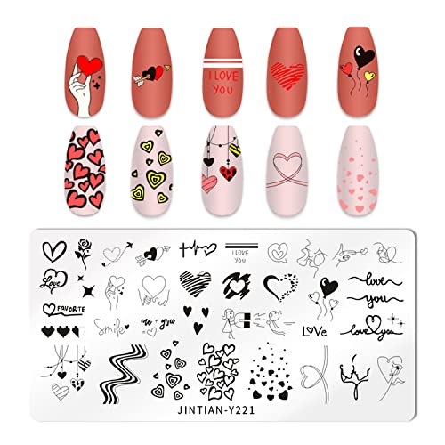 6 Pcs Nail Stamp Plates Valentine's Day Theme Nail Art Stamp Templates Set Diy Print Manicure Tool Nail Art Decorations For Valentine's Day #TOP4