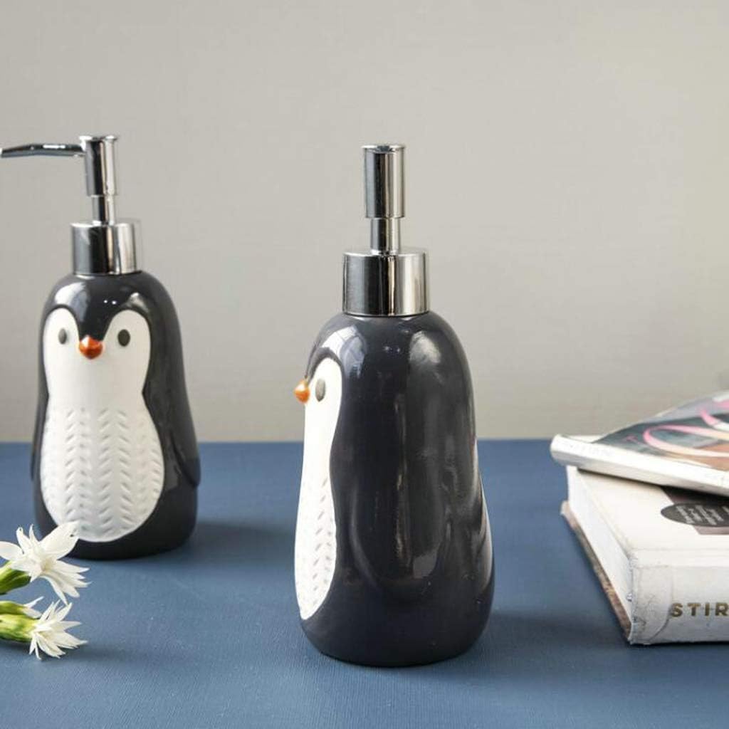 Dozownik mydła do rąk, ceramiczna pompka do balsamu pingwinowego, pojemnik na mydło w płynie do wielokrotnego napełniania, przenośny dozownik mydła do kuchni lub łazienki, ręcznie malowany design