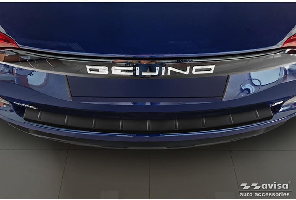 Avisa Matt Black Stainless Steel Rear Bumper Protector Compatible with BAIC Beijing 3 (X35) 2023- 'Ribs'