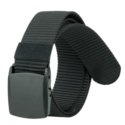 Image of Gelante Tactical Nylon Belts for Men, Work Belt Adjustable Slide Plastic Buckle Web Canvas Belt for Outdoor, Airport friendly