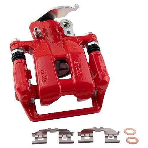 Image of TRQ Rear Brake Caliper Set Painted Red Brackets Compatible with 2013-2017 Honda Accord