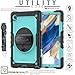 TECHGEAR UTILITY Case for Samsung Galaxy Tab A8 10.5" (SM-X200 / SM-X205) - Tough Rugged Heavy Duty Armour Shockproof Impact Case with 360 Rotating Stand, Hand Strap and Shoulder Strap - Aqua