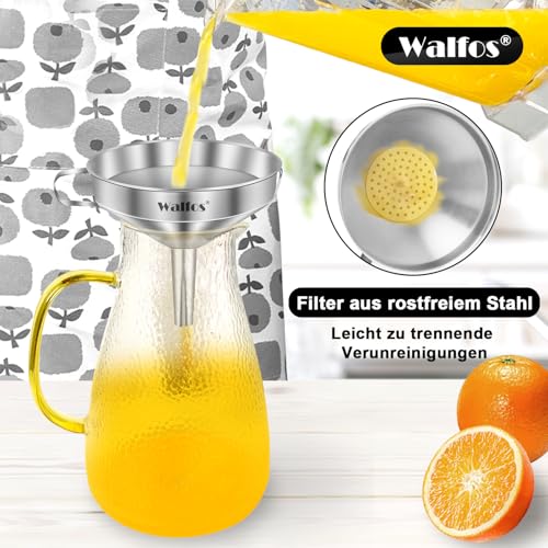 Walfos Trichter Edelstahl Groß 20cm, KüChentrichter Mit 2 Abnehmbaren Sieben & 1 StüCk ReinigungsbüRste, Perfekt Zum UmfüLlen Von FlüSsigkeiten, Marmelade, Trockenen Zutaten