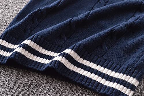 Image of Men Women Knitted Cotton V-Neck Vest JK Uniform Pullover Sleeveless Sweater School Cardigan