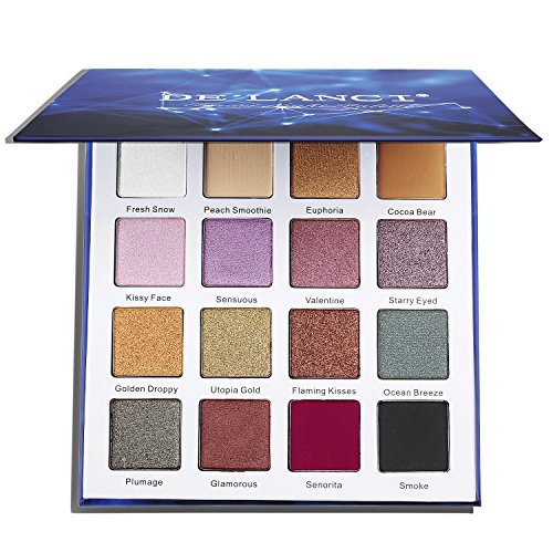 DE'LANCI Eyeshadow Palette - Duochrome Makeup Pallet - Matte + Shimmer 16 Colors High Pigmented Eye Shadow - Sparkly and Holographic Vegan Makeup Cosmetics Set
