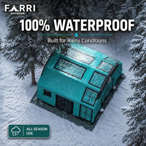 Carpa inflable FARRI OUTDOOR SKY Turquesa 12.5 m2, impermeable, para 8-10 personas, camping familiar todo clima miniatura 3