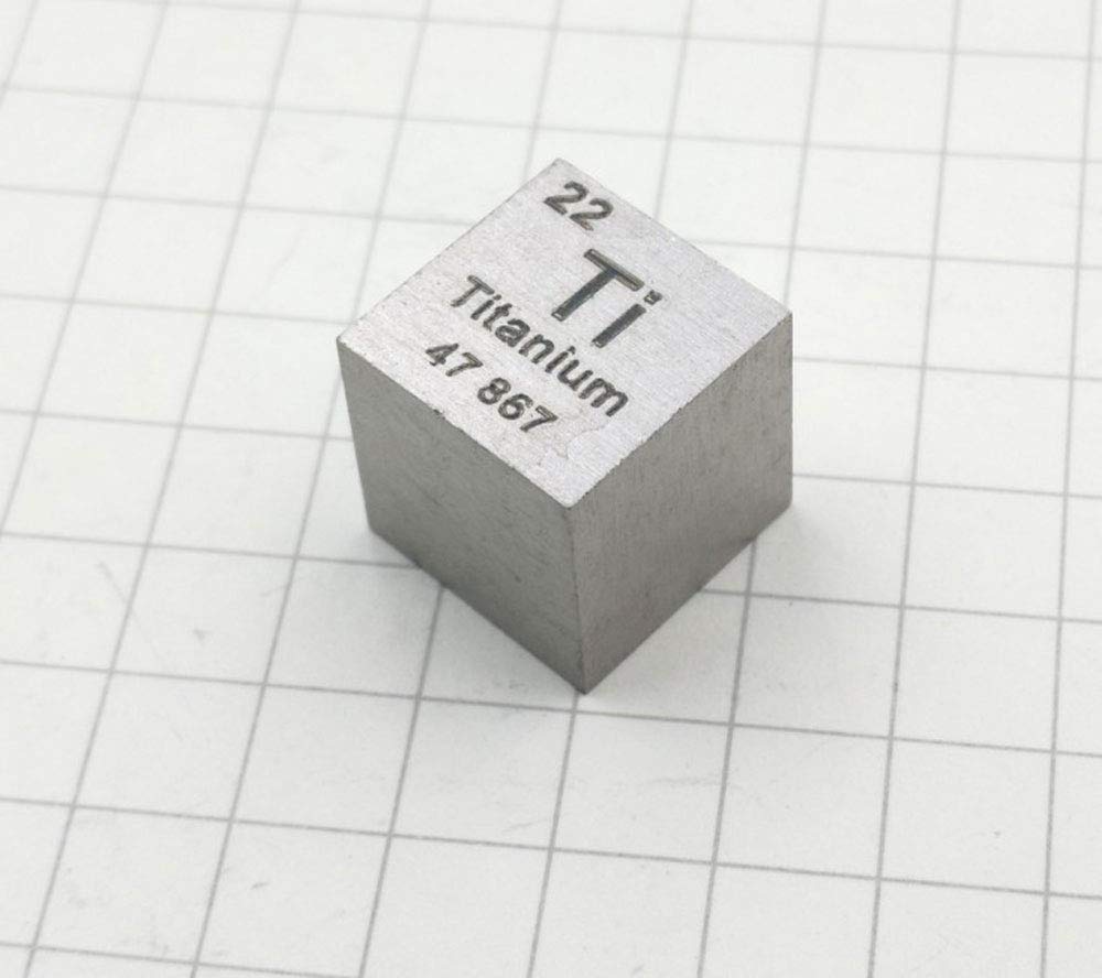 Metal Cubes,10mm Metal Density Cube More Than 99% Purity, Periodic Table Metallic Element Cube 10mm Each Side, Sample Gift (Ti(Titanium))
