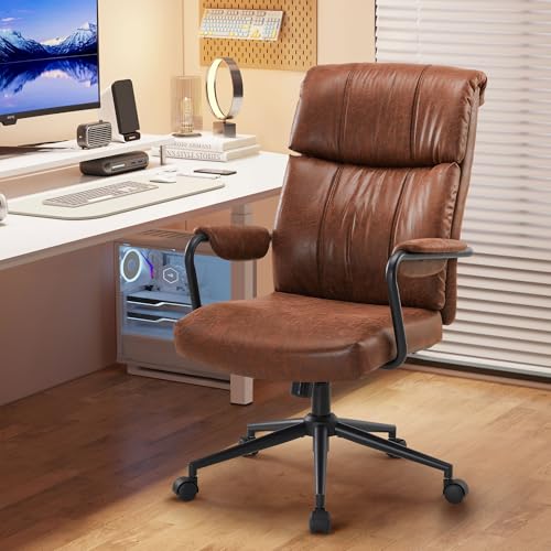 Chaise bureau ergonomique contre le mal de dos avec dossier haut marron - 3