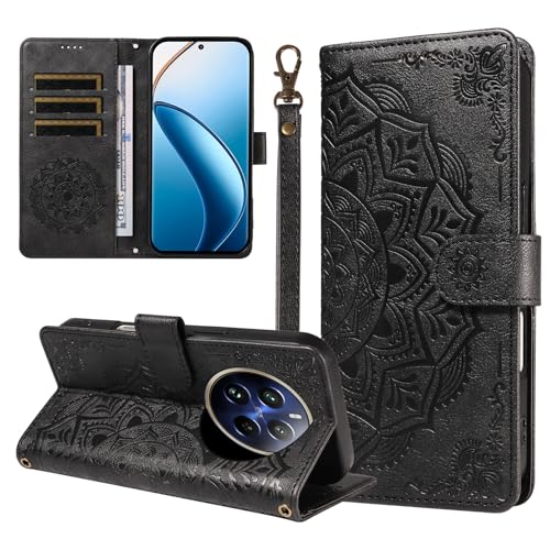 �X�}�z�P�[�X �Ή��@�� for Realme 13 Pro / 13 Pro Plus,�Ή��@�� for Realme 14 Pro Lite �X�}�z�P�[�X�y�t���b�v�� �X�^���h�t�� �J�[�h�z���_�[ �������[ �}�O�l�b�g���� �E�H���b�g�zBlack