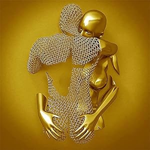 Liefde hart 3D kunst aan de muur, abstracte metalen figuur sculptuur canvas schilderij opknoping, voor kamer Home Office…