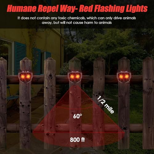 4 Pack Solar Nocturnal Animal Repeller Outdoor,Coyote Deterrent,Deer Repellent Devices,Predator Eyes Animal Deterrent Effective Guard Red Predator Lights for Chicken Coop Raccoon Skunk Fox Yard Farm