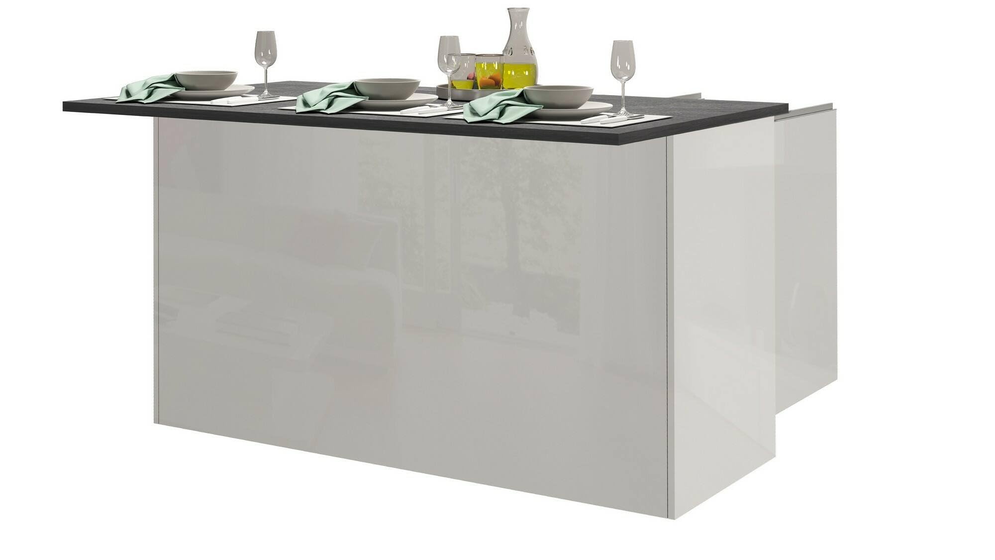Dmora - Kücheninsel Patrizio, Mehrzweckschrank, Küchenzeile Schrank, Zusätzlicher Tisch, 100% Made in Italy, 155 x 90 x 90 cm, glänzendes Weiß und Schiefer