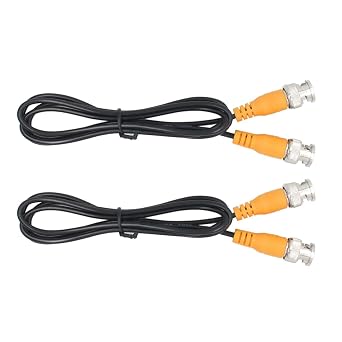 ANVISION 2-Pack Black 1m 3.3ft BNC Male to BNC Male Jumper Cable with Yellow Connector for CCTV DVR to TV System