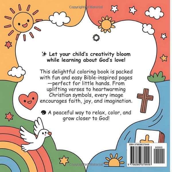 Christian Coloring Book For Kids: Ages 4–8 | 50 Fun and Easy Bible Coloring Pages for Young Kids – Bible Verses, Inspirational Scenes, and Christian Symbols to Spark Creativity and Teach God’s Love image 3
