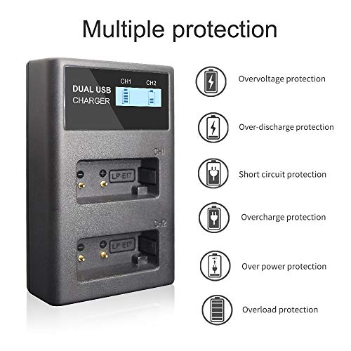 CITYORK 1800mAh 2-pack LP-E17 replacement battery and dual USB charger for Canon EOS R10, R8, RP, R50, R100, EOS 200D 77D 750D 760D 800D 8000D, EOS M3, M5, M6, Rebel SL2, SL3, T6i, T6s, T7i battery - Image 4