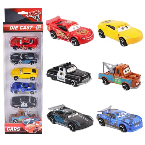 KQWVZ Coches Cars, 6 Piezas Mini Coches de Juguete, Coches de Cars Metalicos de Colección, Cars Mini Racers, Mini Tire hacia Atrás El Coche, Coches de Cars, para Niños y Niñas Mayores de 3 Años