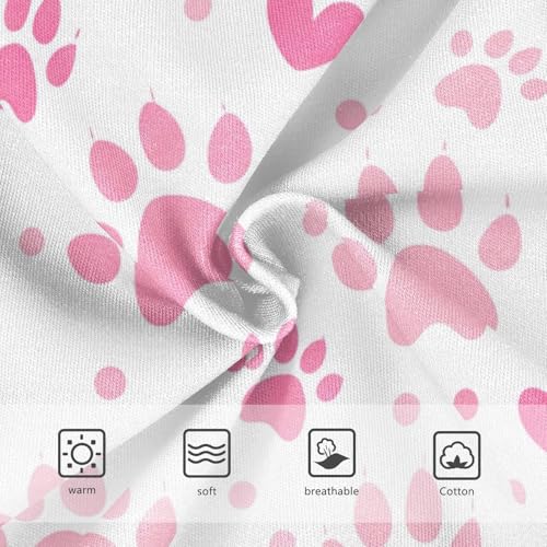 Artistic Toddler Underwear Custom 2t Cotton Little Girl Panties Light Pink Paw Prints Hearts White Briefs Undies Kids3
