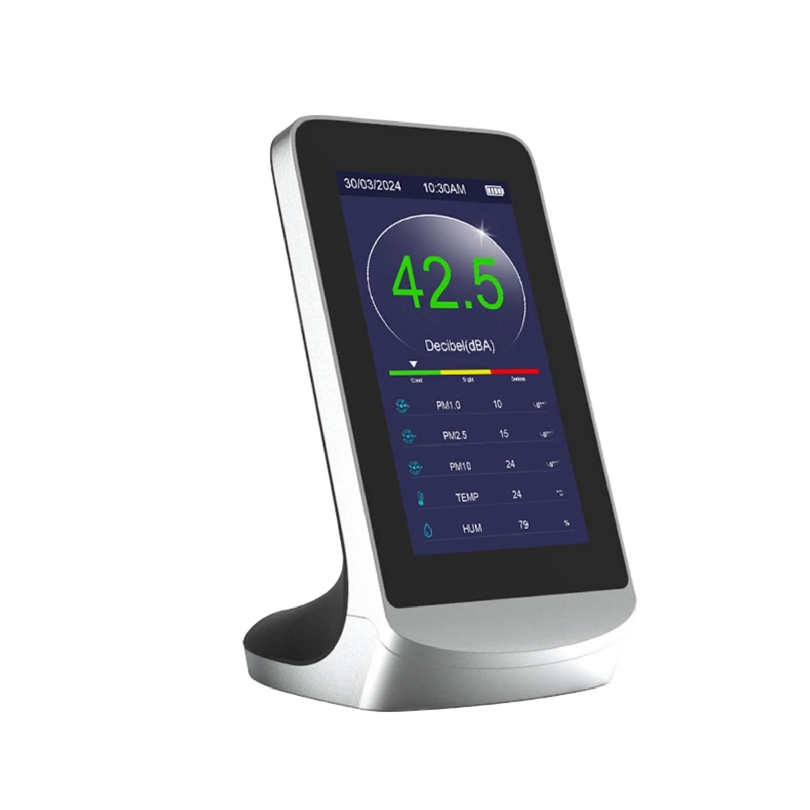 30-130dBA Digital Decibel Meter LCD Display for Sound Levels PM2.5 Humidity Featuring Alarm Function Decibel Meter Sound Levels Reader