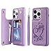 Cavor for iPhone 14 Pro Max Wallet Case with Card Holder,PU Leather Flip Card Slots Case,[Kickstand Feature][Wrist Strap] Shockproof Cover for Women and Men - Purple