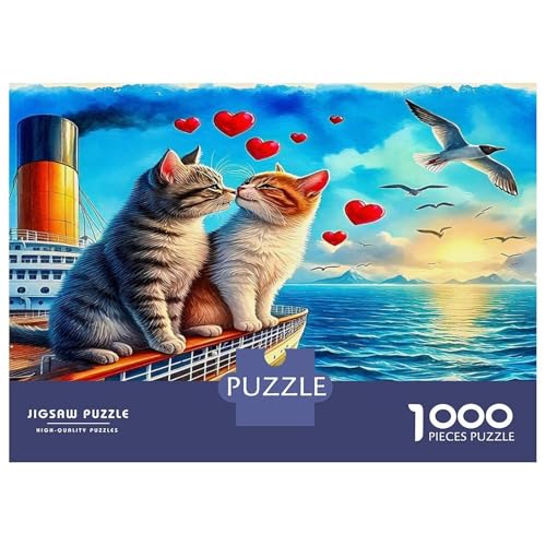 Puzzle de 1000 piezas con corte preciso y diseño de gatos en el barco 2