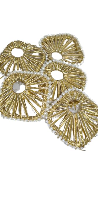 SellplusCrafts Handmade Golden Pearl Thread Wrapped Decorative Chudi Set for Pooja Thali Decoration DIY Craft Festival Decor (RMChudi-53) (Square) (Pack of 5)-image-12