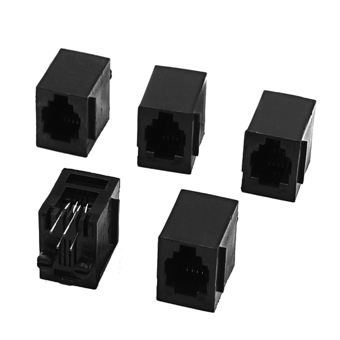 uxcell 5Pcs Vertical RJ9 RJ10 RJ22 4P4C PCB Jacks Female Connectors for Phone Handset