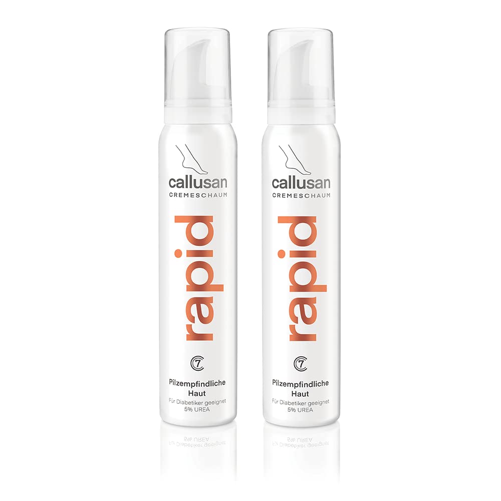 Callusan Fußpflege Cremeschaum Rapid 2x 125 ml - Fußpilz Pflegeschaum - Feuchtigkeitspflege mit 5% Urea für zu Hautpilz neigende Haut